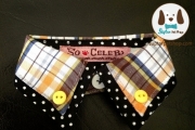 ปลอกคอแบบปกเสื้อเชิ๊ตน้องหมา น้องแมว  สก๊อตสีเหลือง สวยหรู