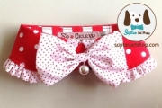Dog Collars ปลอกคอสุนัข น่ารักๆ หวานๆ สีแดงลายจุดขาว มีโบว์ กระดิ่ง ฟรุ้งฟริ้งมาก
