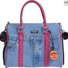 กระเป๋าใส่สุนัข ผ้ายีนส์ สายคาดสีชมพูสีหวาน รหัสสินค้า PC062