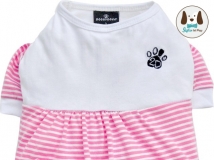เสื้อยืดสุนัข แมวน่ารักๆ ผ้านิ่ม สีชมพูหวานมาก จั้มเอว มีโบว์ตรงกระเป๋า เหมือนเสื้อเด็กเลย หมาแมวใส่ได้