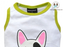 เสื้อกล้ามน้องหมา สีขาวสกรีนลายเฟรนช์บลูด๊อก ผ้านิ่ม ราคาถูก ตัดเย็บดี
