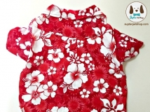 เสื้อสุนัขลายดอก สีแดงสด สีสันสดใส ลายดอกลีลาวดี ดอกชบา ต้อนรับวันสงกรานต์ 2558