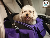 กระเป๋าใส่สุนัข หิ้วใส่รถ สะพายได้ ไว้สำหรับใส่น้องหมาแมว เที่ยว สีม่วง ตัดเย็บดี