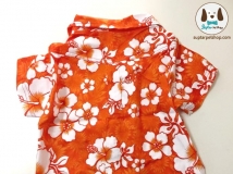 เสื้อหมาลายดอก สำหรับหมา แมว สีสันสดใส สีส้ม ลายดอกลีลาวดี ดอกชบา ต้อนรับวันสงกรานต์ 2558